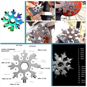 Resim Omeniv Gökkuşağı 9 Tornavida Uçlu Set Anahtarlık Kar Tanesi Çok Renkli 