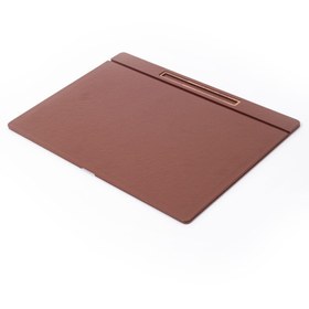 Resim Deri Kapaklı Masa Sümeni Taba Ahşap Detaylı 50x35cm 