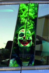 Resim aydın garage DUMAN EFEKTLİ JOKER Kapı Direk Kaplama Folyosu BASKILI STİCKER Sağ-Sol 2 Adet 22*50 CM 