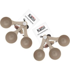 Resim 6'lı Bej Ölçü Kaşığı Seti (2 x 3 Lü Takım) - 30 ml Plastik Gıda Ölçüm Kaşığı - Kahve, Mama, Baharat ve Toz Karışımlar Için Gıda Temasına Uygun Pratik Plastik Kaşık 