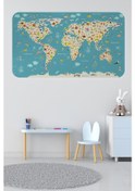 Resim Eğitici Dünya Haritası Dünya Atlası Çocuk Ve Bebek Odası Duvar Sticker-60x105-3776 - Renkli Çok Renkli 