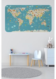 Resim Eğitici Dünya Haritası Dünya Atlası Çocuk Ve Bebek Odası Duvar Sticker-60x105-3776 - Renkli Çok Renkli 