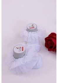 Resim Burçak Çorap Soft Yıkamalı Kız Bebek Çorabı - Tül Ve Güpür Detaylı Pamuklu Model 4'lü Kırık Beyaz 