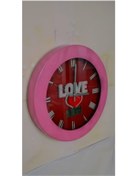 Resim Bahat Isı Ölçer Termometreli Metal Pembe Love Salon Ofis Duvar Saati 36 Cm 