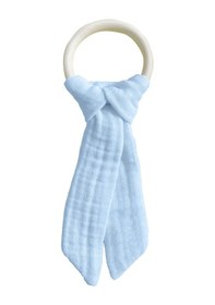 Resim Pamuk Muslin Bebek Diş Kaşıyıcı Yıkanabilir Ahşap Desenli Mvi Mavi 