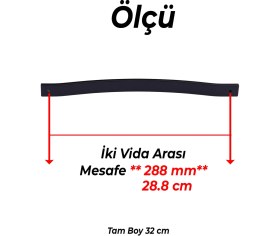 Resim Akasya 288 mm Siyah Metal Mobilya Kulpu Çizgili Model Dayanıklı Uzun Ömürlü Modern Dekoratif Tasarım 