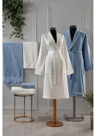 Resim Aile Bornoz & Havlu Seti L1.pc.004.12.c17 Indigo - Krem 