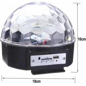 Resim Pileli Store Disko Topu Renkli Işıklı Lazer Parti Bluetooth Bağlantılı LED Küre 