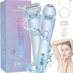 Resim Kadınlar için Elektrikli Tıraş Makinesi-Trimmer: 2'si 1 Arada Ağrısız Vücut Tıraşları Cilt-IPX7 Su Geçirmez, Islak & Kuru Kullanım, Kablosuz LED Ekranlı, USB Şarjlı, Dostu Tıraş Makinesi-Şarj Edilebilir Saç Alma Kiti Yüz Vücut Bacak Bikini Koltuk Altı Kol, Mükemmel Hediye 