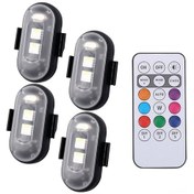 Resim Neevoyu 4'lü Led Uyarı Lambası - Ip65 Su Geçirmez, 8 Renkli, 7m Uzaktan Kumanda, 110mah Pil, Bisiklet/araç/drone Uyumlu, Büyücü Yapistırıcılı Siyah 