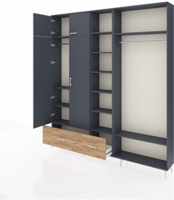 Resim Arges Dolap 12 Raflı 2 Çekmeceli 2 Askılı 220x30x243 Antrasit-antrasit/çam Antrasıt/atlas Çam 