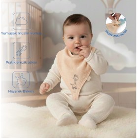 Resim Babyjem Emzik Askılı Müslin Mama Önlüğü Somon 