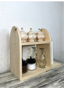Resim O&a Wood Doğal Ahşap Mutfak-banyo Rafı Tezgah Üstü Düzenleyici Ba 