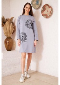 Resim Darlin Moda Açık Gri Düğme Detaylı Tunik DM60346 Gri 