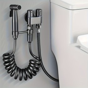 Resim 1 Adet Duvara Monte El Tipi Sitz Banyo Seti, Klasik Tasarım, Fırçalanmış Yüzey, Paslanmaz Çelik Püskürtme Tabancası ve Teleskopik Telefon Tüpü ile Hijyenik Tuvalet Eğitimi için Modern Sitz Banyo Sistemi | Dayanıklı Duvar Montajlı Tuvalet Püskürtme Tabancası Seti 