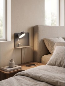 Resim Nocta Raflı Ve Usb'li Başucu Sağ Ve Sol Apliği - Eskitme Gold-RAL1950 