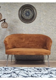 Resim Zafir İkili Teddy Krom Kaplama Sivriltme Ayak Çay Seti Koltuk İkili Berjer , Balkon, Salon, Ofis Kiremit 