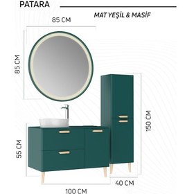 Resim Creavit Patara Lavabo Dolabı 100cm Mat Yeşil Yeşil 