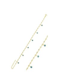Resim Söğütlü Silver Gümüş Altın Yaldızlı Zirkon Taşlı Cam Göz Sallantılı Halhal Gümüş - Rose Gold 