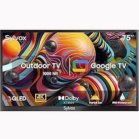 Resim SYLVOX Dış mekan TV 4K QLED televizyon Smart Google TV 75 inç | Dolby Atmos| 1000nits | HDR10 | IP55 su geçirmez | Google Assistant| chromacast| Google Play | Triple Tuner| QLED 2.0 başına panel 