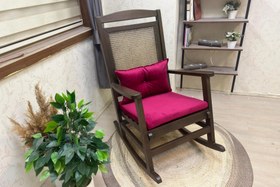 Resim VERANDA MİNDERLİ SALLANAN SANDALYE, FUŞYA, CEVİZ AYAK 
