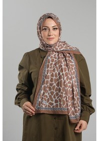 Resim Giverny Hardal Desenli Şal Kesik Elyaf Dijital Baskılı Pamuksu Leopar 202116 43 Hardal 