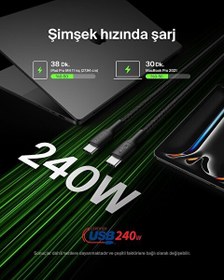 Resim Belkin Boost Charge Örgülü USB-C - USB-C 240W 2M Şarj Kablosu Siyah 