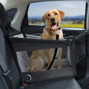 Resim Kediler ve Köpekler için Pet Konfor Taşıyıcı, Katlanabilir, Nefes Alabilir Otomatik Koltuk Kılıfı ile Güvenli Toka - Seyahat Evcil Hayvanları için İdeal, Seyahat Evcil Hayvan Taşıyıcı | Güvenli Toka Kapatma | Dayanıklı Kumaş 