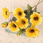 Resim 8 Parça 2 Demet Kadife Haşhaş Yapay Çiçek Seti - Ev Dekoru ve Düğün Fotoğrafçılığı İçin Büyük Dalı Yapay Haşhaş Çiçekler 