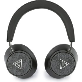 Resim Guess Orjinal Lisanslı Enc Teknolojili Pu 4g Desen Üçgen Logolu Kulak Üstü Bluetooth Kulaklık Siyah 