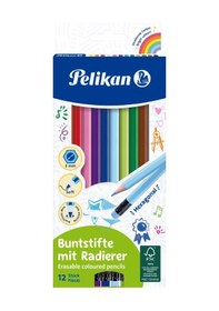 Resim Kuru Boya Kalemi Silgili Boya Kalemi Tam Boy 12 Renk Çok Renkli 