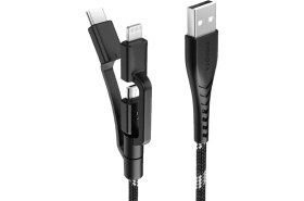 Resim Energea C89 Nyloflex 3in1 1.5m 3A USB To Type-C Lightning Micro Hızlı Şarj Kablosu 