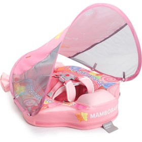Resim Mambobaby Yüzme Simidi - Pink Candy, Emniyetli, Gölgelikli ve Ayak Destekli 