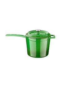 Resim Lava Döküm Yuvarlak Sos Tenceresi Metal Saplı Çap(Ø18 cm Yeşil 
