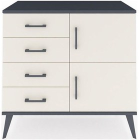 Resim Hyperion Şifonyer Tek Raflı 4 Çekmeceli 2 Kapaklı 88x44x80 Antrasit-aytaşı Aytaşı 