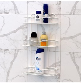 Resim Teknotel Üç Katlı Banyo Duş Rafı Beyaz Bk013 