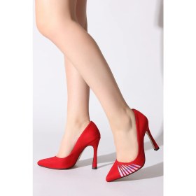 Resim Rovigo Plus Kırmızı Suet Kadın Stiletto 