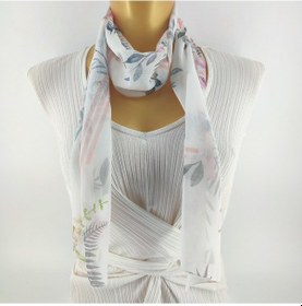 Resim Paredora Soft Çiçekli Ekru Uzun Fular Çok Renkli 