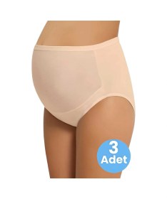 Resim Tezzgelsin Kadın Pamuklu Esnek Hamile ve Lohusa Külot 3'lü Set Ten Rengi 