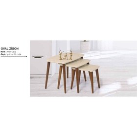 Resim Zigon Osm Oval Parlak Ceviz Krem Kayın Ince Torna Retro Ayak Kutu 