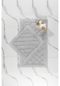 Resim Elart Frio Banyo Halısı Paspas Takımı Pamuklu 2 Adet 60x100 Cm Gri Gri 