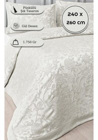 Resim Yatak Örtüsü Seti Jakarlı Estela Açık Gri 