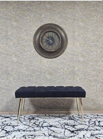 Resim Zafir Gold Kaplama Sivriltme Ayaklı 90 Cm Puf Bench - Puf - Bench - Kasalı Oturak - Oturak - Yatak Ucu Puf Siyah 