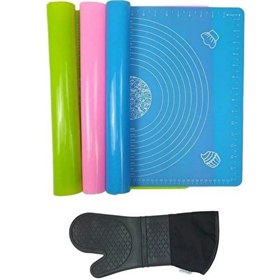 Resim Kitchen Design Lab Set 45x65 CM Silikon Hamur Açma Matı Ve Gri Silikon Yanmaz Mutfak Fırın Eldiveni 2 Li 