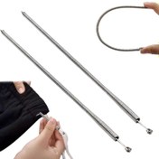 Resim 2 adet Elastik Bant İplikçi/Çekici Aracı, Açık Gri, Bel Bandı, Pantolon, Hoodies, Eşofman Altı, Bağcıklı İplik Ekleme için Dikiş DIY İğnesi 