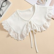 Resim Şık Ayrılabilir Sahte Yaka Detaylı - Kadınlar İçin Şık Omuz Üstü Şal, Beyaz Dantel Detaylı, Makine Yıkanabilir Polyester, Günlük veya Şık Kıyafetler İçin Mükemmel 