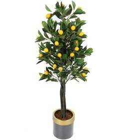 Resim Yapay Limon Ağacı Metal Siyah-gold Saksıda 140 Cm 