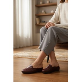 Resim Pierre Cardin Bordo Hafif Önü Kapalı Kadın Ev Terliği PC-55373 Z 
