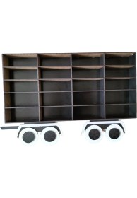 Resim Leylaser Ahşap 3mm Mdf Çocuk Odası Oyuncak Araba Için Kamyon Standı Duvar Rafı 44 Araçlık Siyah Beyaz 