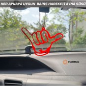 Resim CybillStore BARIŞ HAREKETİ ŞEKİLLİ AYNA SÜSÜ HER AYNAYA UYGUN ZİNCİRLİ PLEKSİ Kırmızı 